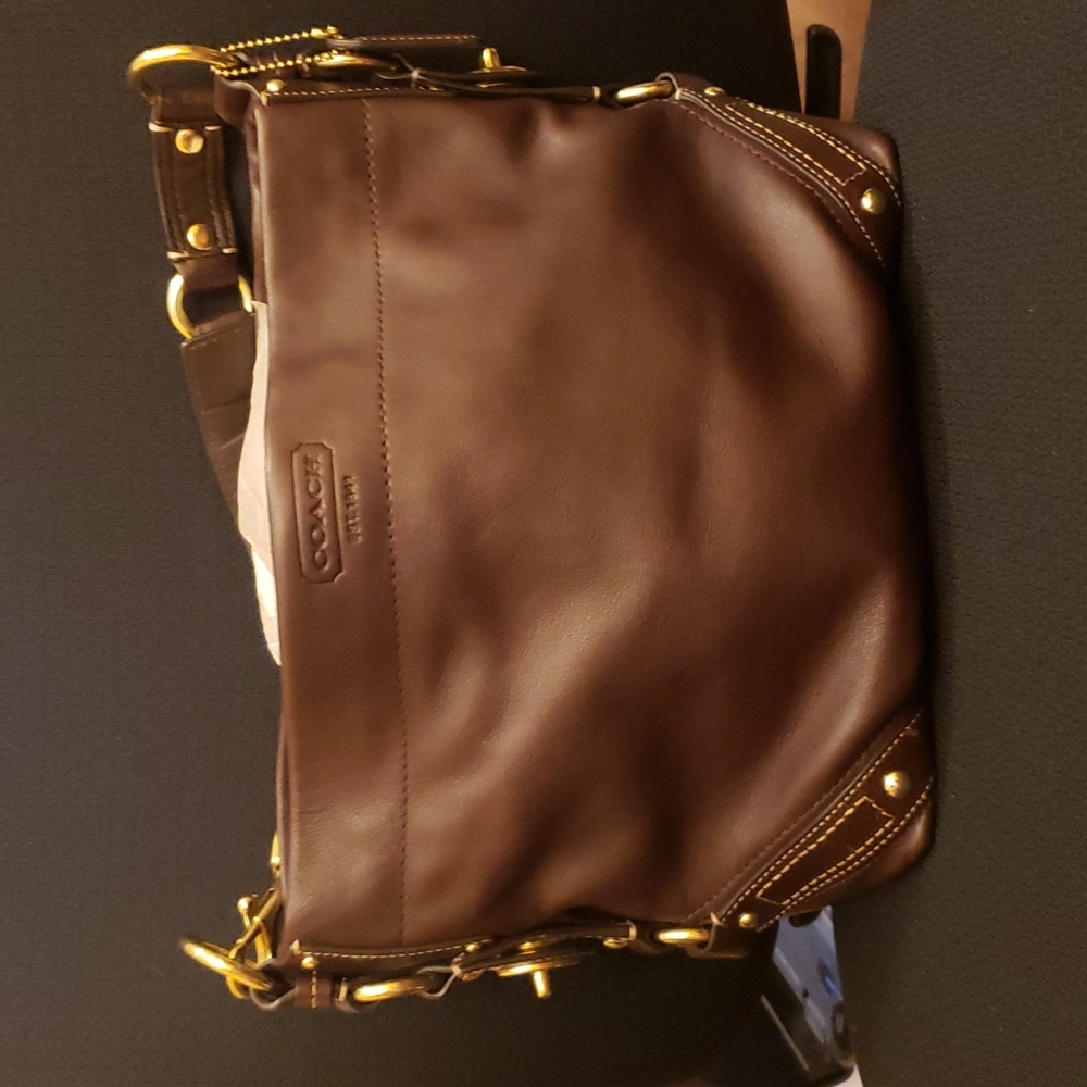 COACH Carly brown leather shoulder bag 10615